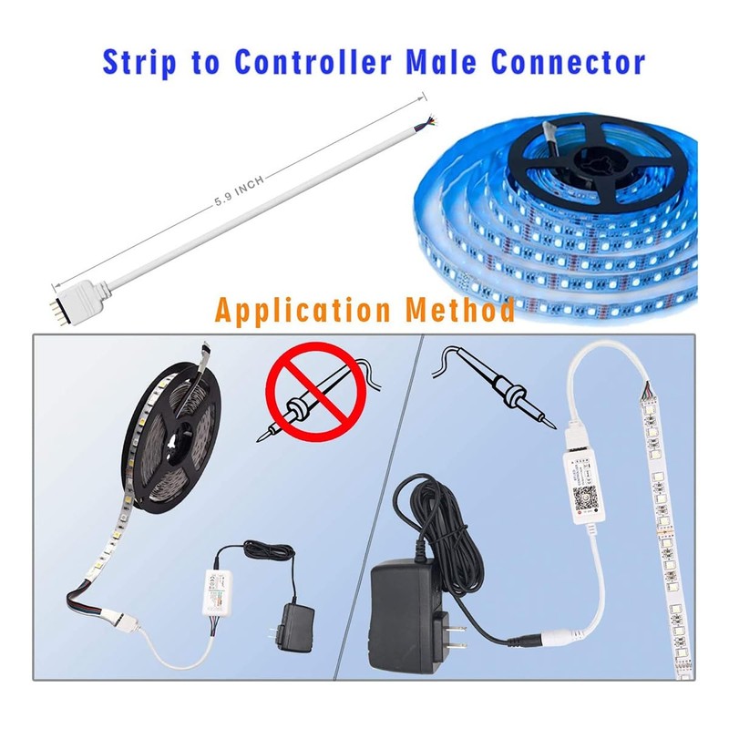 RESFNSE 5 Pin LED Strip Connector Kit White LED Strip