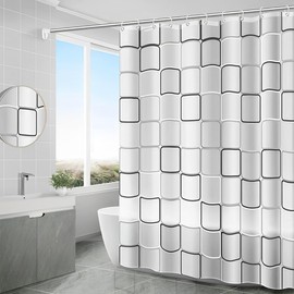 200 x 200cm PEVA Waterproof Anti-Mould Proof Resistant, Shower Curtain with 16 Curtain Hooks, Shower Curtain White, Washable Bathroom Curtain, Anti Bacterial Shower Curtain for Bathroom, House, Hotel