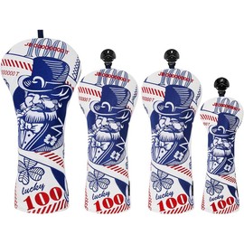 Big Teeth One Hundred Dollar Golf Wood Club Covers, Driver Headcover, Fairway ,Hybrid Golf Protector For Men, $100 Lucky Bill Golf - Color: Set of 4pcs(1,f,f,h)