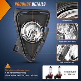 Nilight Fog Lights Assembly Compatible with 2016 2017 2018 Toyota RAV4 Bumper Light Replacement Clean Lens Passenger and Driver Side w/12V H11 552 Halogen Bulbs