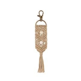 XGALBLA Macrame Keychains Boho Bag with Tassels Handcrafted Accessory Car Key Holder, Purse, Phone Wallet for Women Girls(Camel)