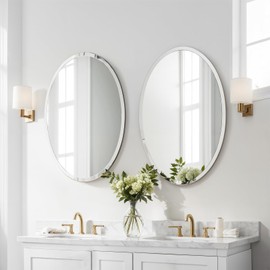 Luxbaro 2 Pack 20x28 Inch Frameless Oval Bathroom Mirror, Bathroom Mirror for Over Sink, Beveled and Polished, Decorative Wall Mirror for Bathroom, Bedroom, Vanity, Entryway, Modern & Elegant Look