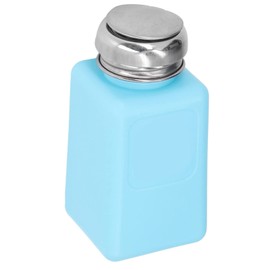 Press Type Solvent Dispenser, ESD Safe Solvent Dispenser Bottle with Stainless Steel Lid Press Type Anti Static Square Liquid Dispenser for Acetone IPA Solvent Oil 200ML (Blue)