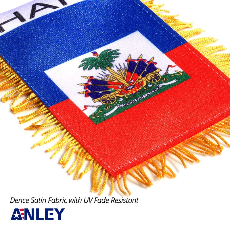 Anley 4 X 6 Inch Haiti Fringy Window Hanging Flag