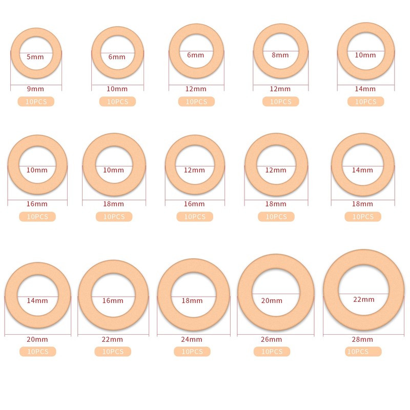 [ZHUOYUE] Flat Washer Copper Washer Drain Washer Gasket Set Heat