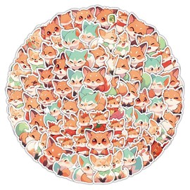 LYLSDSB Foxes Stickers Pack of 80 Vinyl Cute Animal Stickers for Laptop Skateboard Car Guitar Motorcycle Computer Phone Luggage Waterproof Cartoon Fox Stickers for Teenagers Children Boys