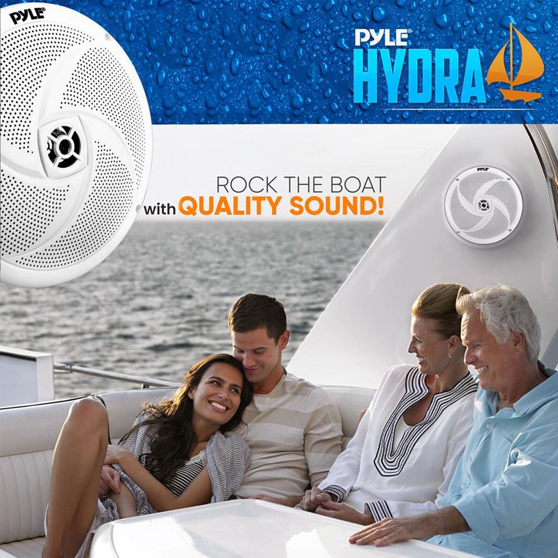 Pyle PLRMR23BTW 1-DIN Marine MP3 Radio W/White Cover, 2x 8''