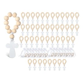 Rosario De Madera Con Bolsas De Malla, 60 Unidades, Cuentas