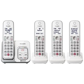 Panasonic - Teléfono inalámbrico con contestadora, Link2Cell Bluetooth, Asistente de Voz y Bloqueo de Llamadas avanzado, Sistema expandible con 4 Auriculares - KX-TGD864W (Blanco)