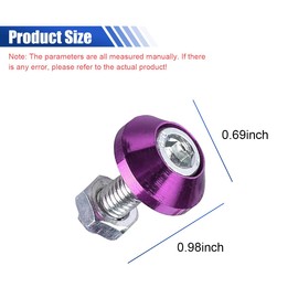 ZIMISI 4PCS License Plate Screws, Aluminum Alloy Motorcycle License Plate Bolts Kit, Universal M6 License Plate Frame Fastener Trim Accessories, Fits for Motorcycles, Cars, Trucks (Purple)