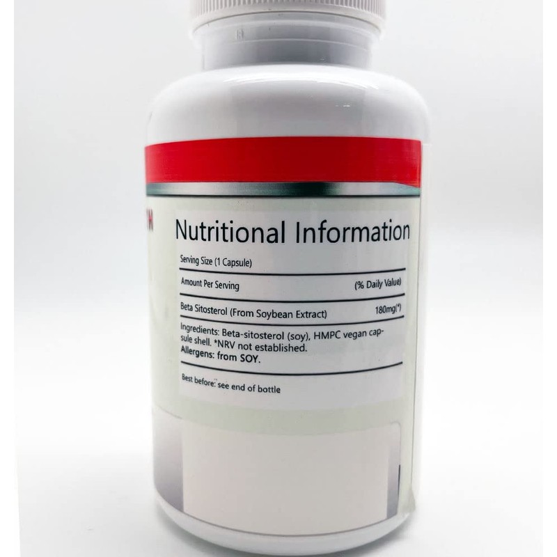 Beta Sitosterol Capsules Supplement (Prostate, Cholesterol) Premium Grade 180MG Per