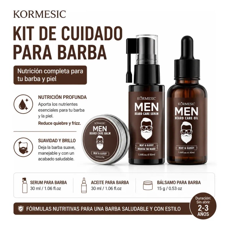 Kit 3 Piezas Crema Para Cuidado Personal Cabello Y Barba
