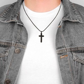 MOOGEEN Fathers Day Gift from Wife Daughter Son Cross Necklace Black Chain Mens Necklaces Faith Christian Religious Bible Verse Necklace for Father Dad Birthday Christmas Gift for Bonus Dad