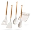 Hefild Silicone Cooking Utensils with Wooden Handles, 4-Piece Set and