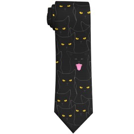 LUADSN Black Cat With Yellow Eyes Men's Tie Funny Necktie Novelty Tie Gift For Men
