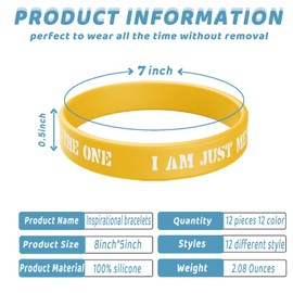 ZIQON 12 Pcs Inspirational Rubber Bracelet Motivational Quote Silicone Bracelets Colored Inspirational Wristbands Stretch Unisex Wristbands for Women Men Teen Gifts