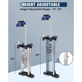 Drywall Stilts, 15"-23" Stilts for Adults Adjustable Heights Aluminum Work Stilts with Protective Knee Pads for Sheetrock Drop Ceiling Painting Painter Exterior Wall Painting and High Shrub Trimming