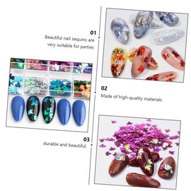 WOONEKY Autumn Maple Leaf Sequins and Star Glitter for Nail Art of Manicure Decor for Nail Design and Craft Projects Safe and for Home and Salon Use