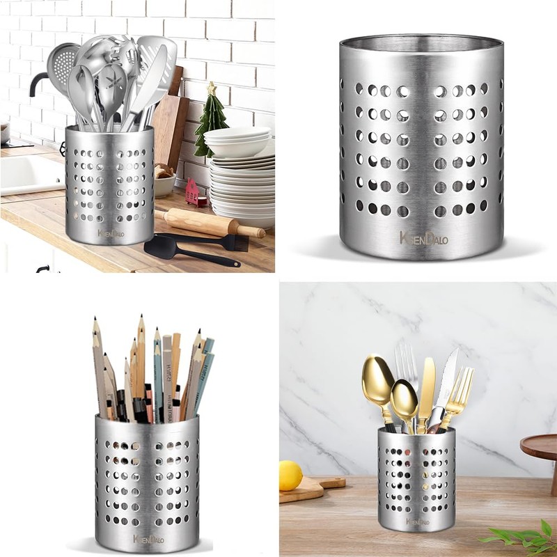 KSENDALO Small Stainless Steel Utensil Holder, SUS304 Silverware Utensil Drying