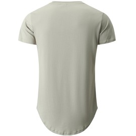 KLIEGOU Mens 100% Cotton Hipster Hip Hop Longline Crewneck T-Shirt 66 Green Gray XL