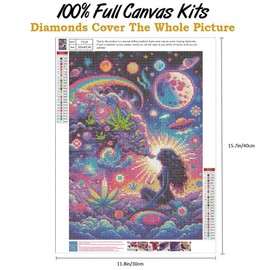 wmpikd Hippie Hippy Girl Diamond Art Painting Kits for Adults 5d DIY Trippy Cool Girl Gem Art Kit for Beginners Round Full Drill Paint with Diamonds Crafts Home Wall Decor Gifts 12x16 Inch