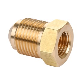 Brass Pipe Adapter - 1/4" SAE Female to 3/8" SAE Male Flare - Brass Pipe Fitting Reducer Adapter for Air Conditioner Refrigeration (1 Pack)