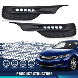 PIT66 Front Bumper Fog Light, Compatible with 2016-2017 Honda Accord Sedan 2Pack LED Front Bumper Lamps+Wiring+Switch 33900T2AA21 Fog Lamp Accessories, faros antiniebla