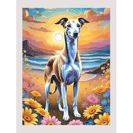 MOER SKY Diamond Painting Kits for Adults Sunset Scenery Diamond Art DIY 5D Greyhound Round Full Drill Crystal Rhinestone Arts and Crafts Home Wall Decor Colorful Animals Handicrafts 12x16 inch