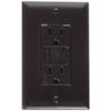RV Designer S805, Dual GFCI Outlet with Cover Plate, Brown,