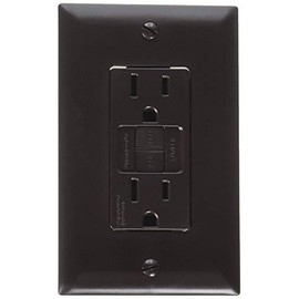 RV Designer S805, Dual GFCI Outlet with Cover Plate, Brown, AC Electrical