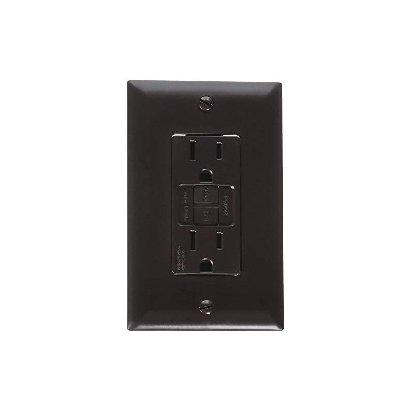RV Designer S805, Dual GFCI Outlet with Cover Plate, Brown,