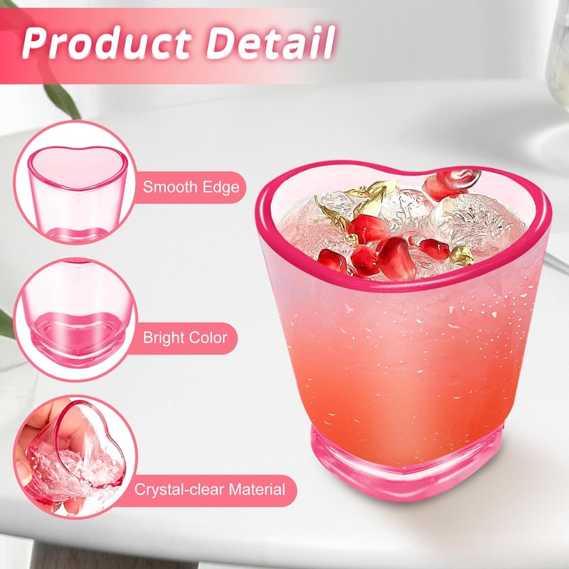 SAIAOKJ 24 Pcs Pink Heart Shot Glasses Bulk 1.5oz Funny