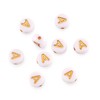 Cheriswelry 360pcs White Gold Acrylic Alphabet Beads 7mm Flat Round