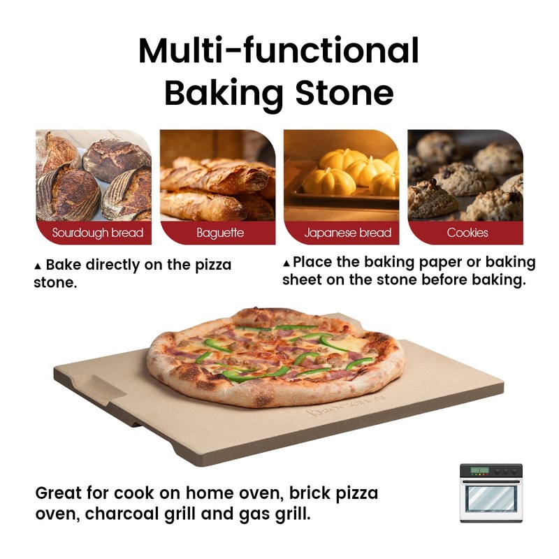 ROCKSHEAT Large Pizza Stone, 16"x14" Rectangular Pizza Stone for Oven