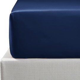 NTBAY 500 Thread Count 100% Egyptian Cotton Double Fitted Sheet, Super Soft Cozy and Breathable Deep 12" / 30cm Fitted Bed Sheet, Navy