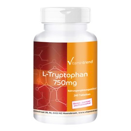 L-Tryptophan 750 mg – 240 Vegan Tablets – High Dosage, Vegan Vitamintrend®