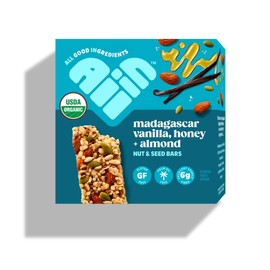 All In Snack Bars Madagascar Vanilla, Honey & Almonds - Healthy Snack for Adults and Kids - Gluten Free - Organic - Non-GMO (12 Pack)