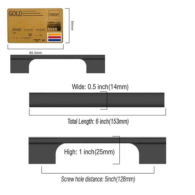 Amerdeco 10 Pack Matte Black Cabinet Pulls 5 Inch(128MM) Hole