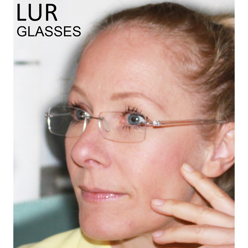 LUR READING GLASSES 7 pack Small Lens Rimless Readers (Yellow