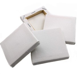 4 Mini Blank Framed Canvas Panels 7x7 cm Square Small Stretched 100% Cotton for Artists Painting with Acrylic Oil or Water Based Double Primed Pre-Stretched Frame Boards