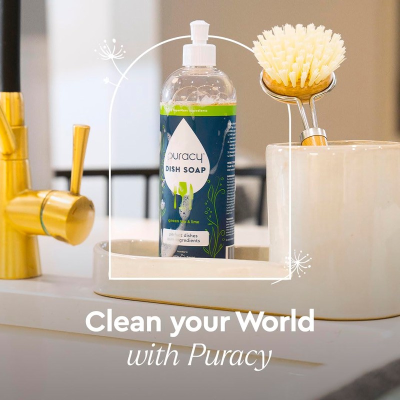 Puracy Natural Dish Soap Packs- Skin-Softening Plant-Based Dishwashing Soap, Non-Toxic