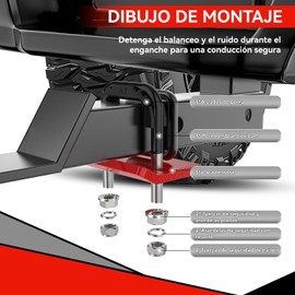 Abrazadera Antivibraciones De Enganche,Estabilizador De Apriete De 1.25 Y 2 Pulgadas,Estabilizador De Gancho Resistente, Aislante De Goma Y Protección De Doble Capa Antioxidante (Negro y rojo)