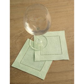 Solino Home Verde Salvia Servilletas de cóctel Lino, Juego de 12 – 6 x 6 Pulgadas 100% Lino Puro Servilletas de cóctel – Classic Vainica