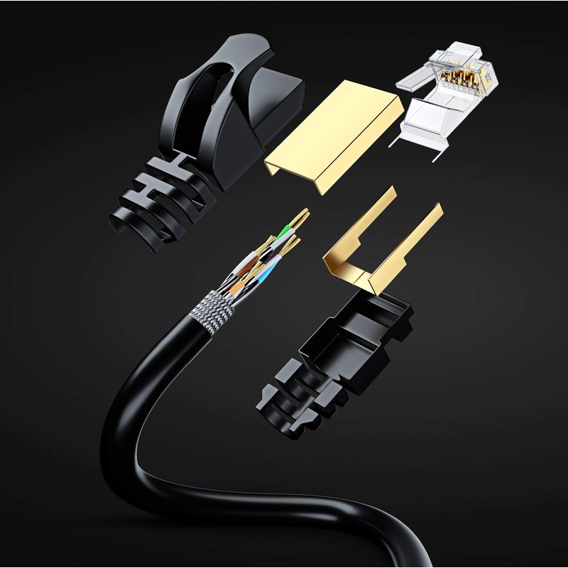 maximm Cat7 Cable de Ethernet, RJ45 Conectores Dorados, 600 MHz,