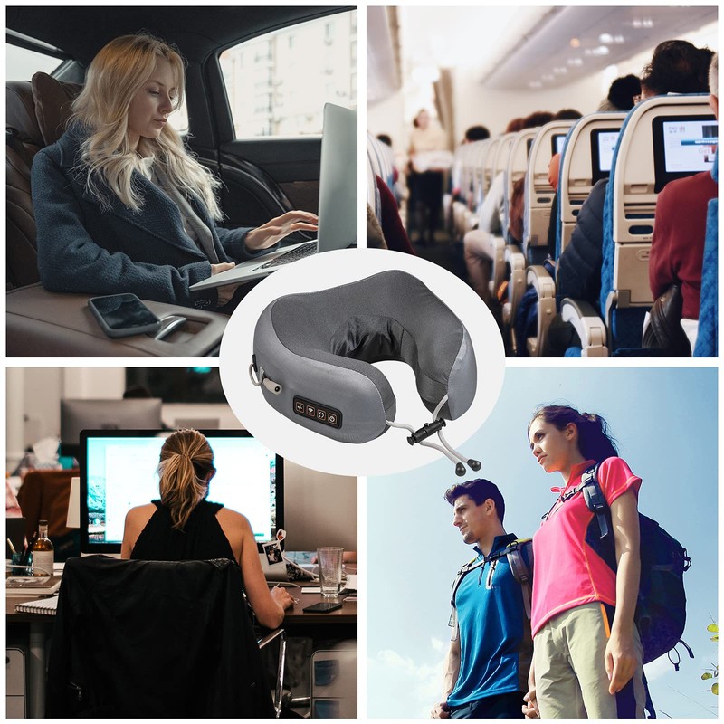 EEZEE Neck Pillow Massager with Heat U-Shaped Memory Foam Pillow