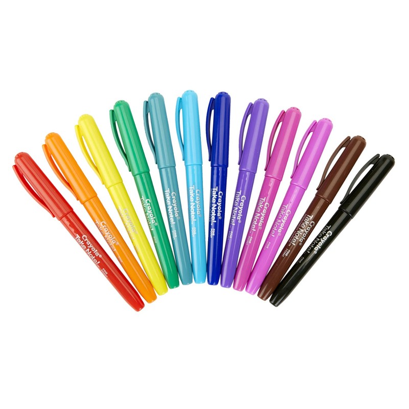 Crayola Take Note Permanent Markers, Fine Point, School Supplies, 12