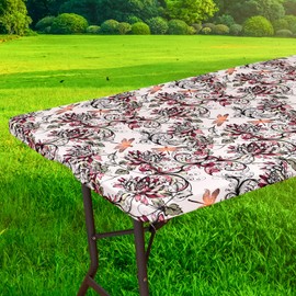 GOSTADY 2 Pack 6FT Waterproof Rectangle Picnic Table Cover Elastic Fitted Outdoor Tablecloths Printed Rectangular Vinyl Table Cloth for Dining, Camping, Picnic Party, Indoor & Outdoor 72"x30", 07