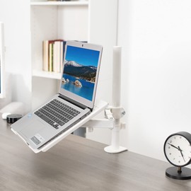 VIVO Single Laptop Notebook Desk Mount Stand, Fully Adjustable Extension with C-clamp, Fits up to 17 inch Laptops, White, STAND-V001LW