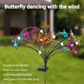 Solar 6 Butterflies Warm Light 4pcs Butterflies Ground Lights Butterflies Solar Lights Solar Outdoor Garden Lights Outdoor Decorative Lights Home Atmospheric Lights Party Lights Fireflies Lights