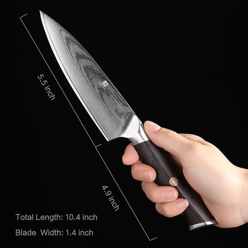 5.5" Damascus Utility Knife,Super High-end High Carbon Powdered Stainless Steel,67-Layer